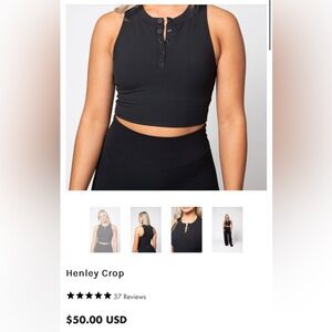 P’tula Black Henley crop size medium (no bra pads)